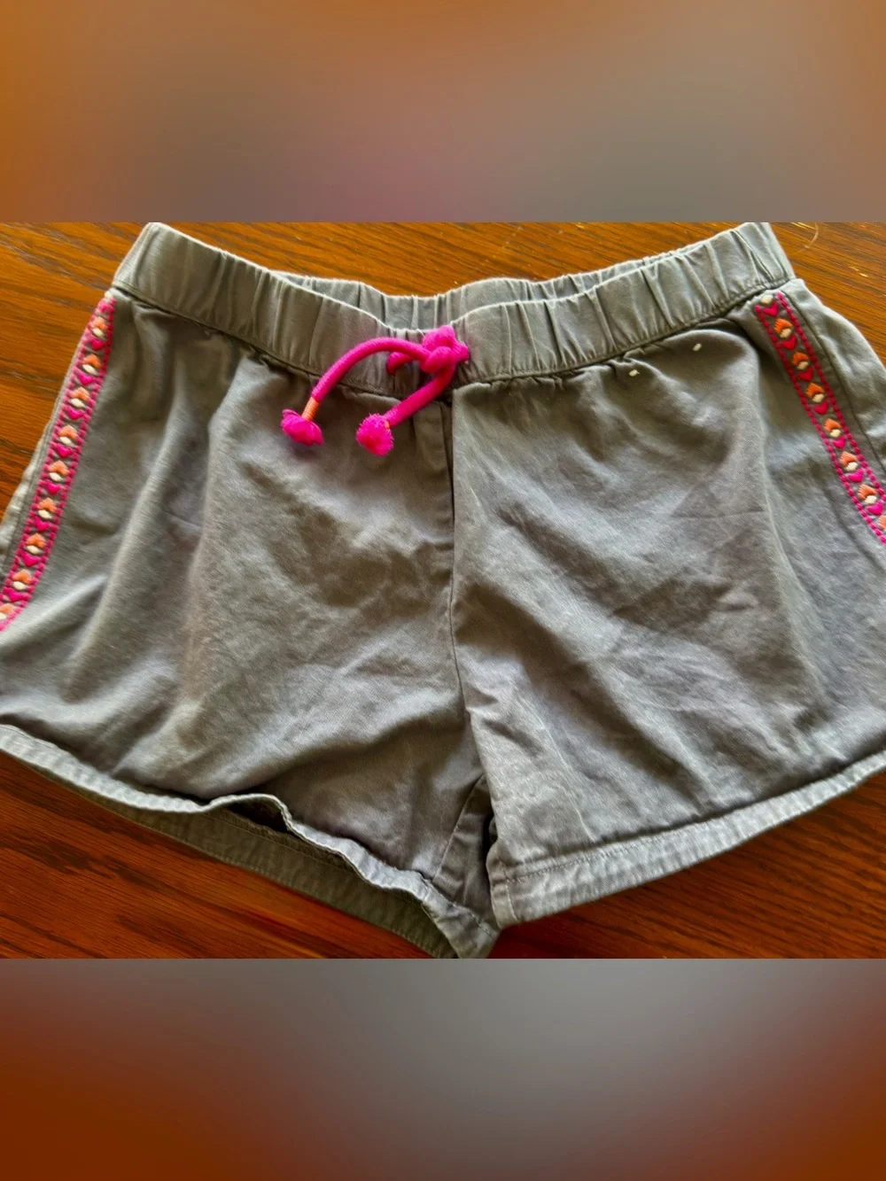 Girls Gymboree Gray Athletic Shorts with Pink Drawcord kids size 10